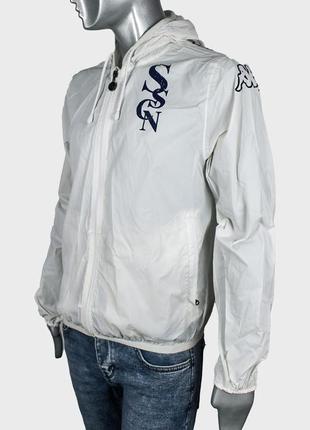 Kappa белая мужская ветровка с капюшоном, куртка, бомбер, дождевик