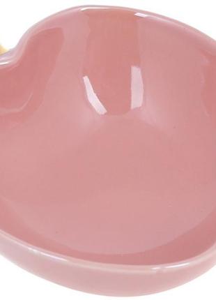 Пиала фарфоровая "яблоко" 400мл, 15х15х5.5см, розовый перламутр с золотом