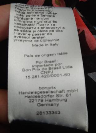 Топ новий шифоновий чорний в червоні квіти 46-48р майка шифонова блуза туніка. італія.7 фото