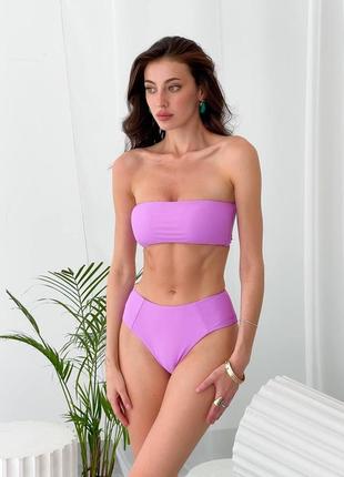 Фіолетовий купальник бандо1 фото