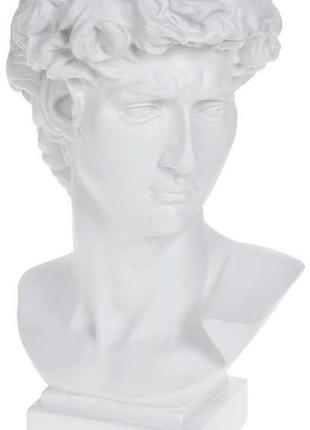 Декоративний кашпо-бюст "геракліон" 17x17.5см, полістоун, білий