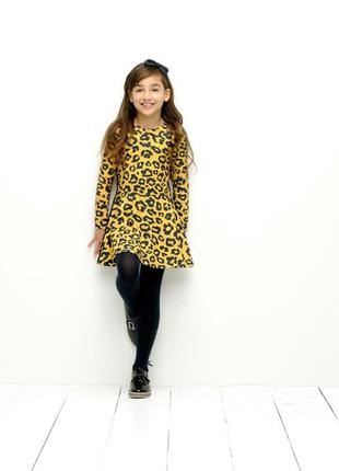 Платье для девочки le chic желтая охра леопард  98-104 см, 3-4 г2 фото