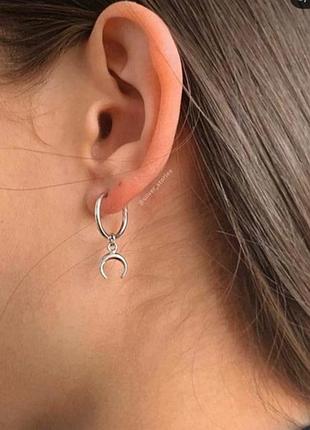 Красивые серьги ассиметрия крестик+полумесяц 😍серебро 925