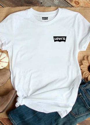 Жіноча футболка levis левіс біла чорна женская футболка levis левис белая чёрная7 фото