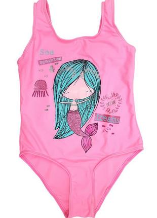 Неоновый розовый купальник с русалкой на девочек 4 - 5 лет, р. 110, primark