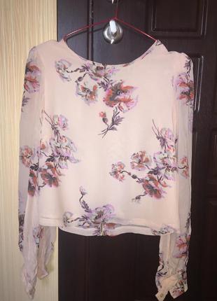 Шикарный, нарядный топ, блуза в цветочный принт1 фото