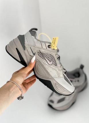 Nike m2k tekno asphalt grey круті жіночі кросівки найк натуральна шкіра сірі брендовые жіночі сірі класні кросівки демисезон натуральна шкіра2 фото