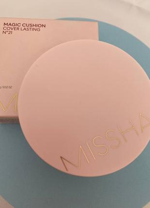 Стійкий тональний кушон missha magic cushion cover lasting №21 15 мл1 фото