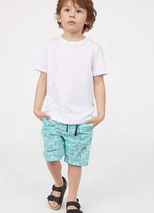 Стильные хлопковые шорты с акулами на мальчика 104 р, h&m3 фото