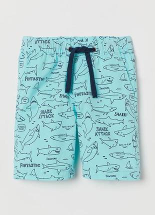Стильные хлопковые шорты с акулами на мальчика 104 р, h&m