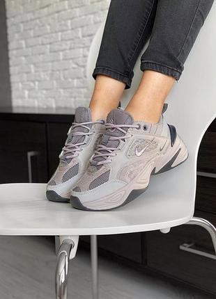 Nike m2k tekno grey asphalt круті жіночі кросівки найк натуральна шкіра сірі брендовые женские серые классные кроссовки демисезон натуральная кожа
