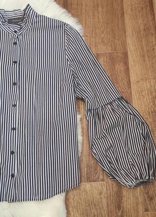 Сорочка блузка в смужку об'ємний рукав s/m(12)7 фото