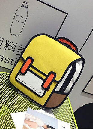 Рюкзак жовтий мультяшний намальований 2д 3д кольоровий легкий портфель унісекс дт277