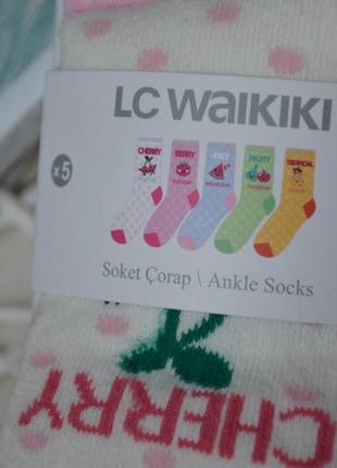 7 - 8 лет 30 - 32 размер новые фирменные яркие носки для девочки с узором набор 5 пар lc waikiki7 фото
