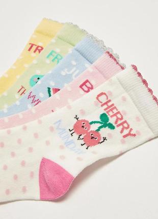 7 - 8 лет 30 - 32 размер новые фирменные яркие носки для девочки с узором набор 5 пар lc waikiki3 фото