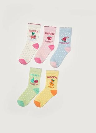 7 - 8 лет 30 - 32 размер новые фирменные яркие носки для девочки с узором набор 5 пар lc waikiki