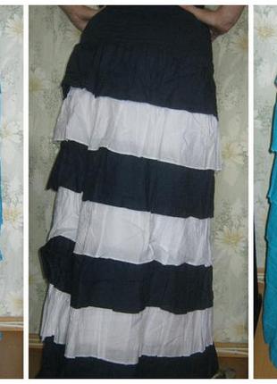 Юбка женская летняя макси в пол, юбка с рюшами, р. м-хl, украина5 фото