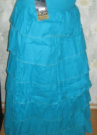 Юбка женская летняя макси в пол, юбка с рюшами, р. м-хl, украина2 фото