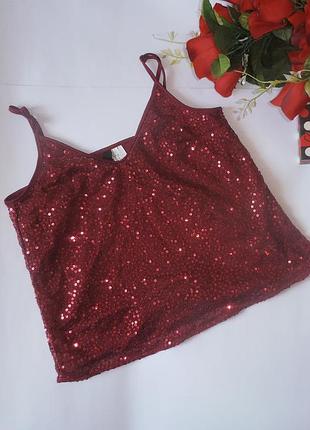 Гарний бордовий топ в паєтки h&m