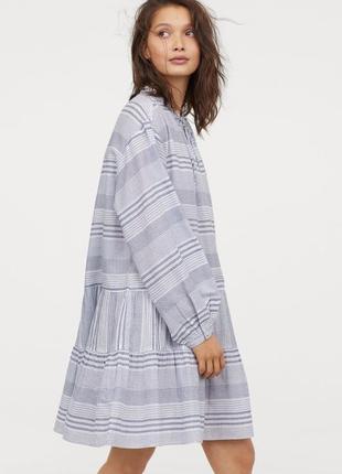 Новое с биркой хлопковое платье оверсайз h&m, летнее хлопковое платье, стильное платье в полоску h&m