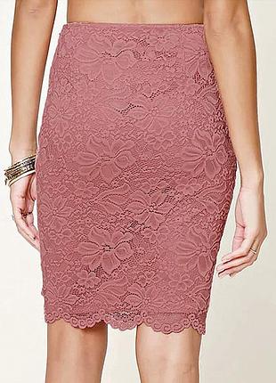 Forever21 - мереживна спідниця-міді, олівець, попелясто-рожевий - розмір l-m, 12-10, 48-46