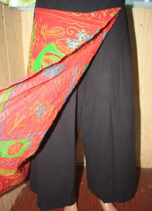 Шикарные оригинальные штаны-юбка со слоном в индийском стиле2 фото