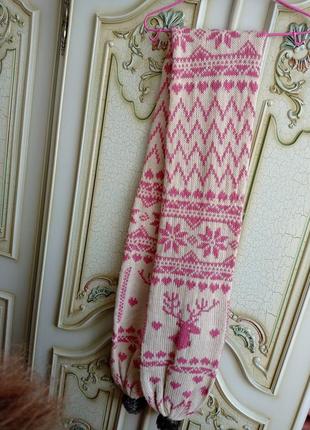 Класний дууууже довгий тепленький шарф зі стильним новорічним  принтом5 фото