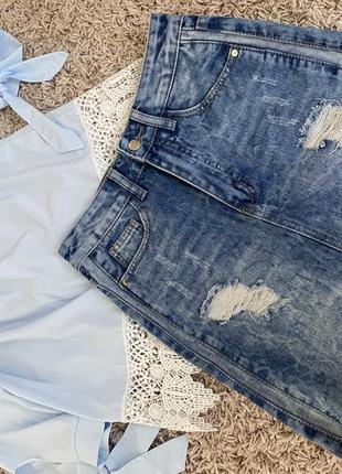 Джинсова спідниця кофта майка