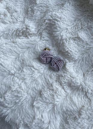 Винтажные клипсы лилового лавандового цвета из бисера