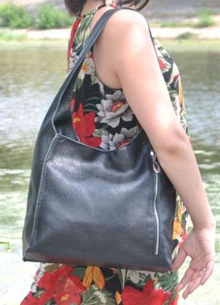 Стильна чорна шкіряна сумка на плече, кольори в асортименті2 фото