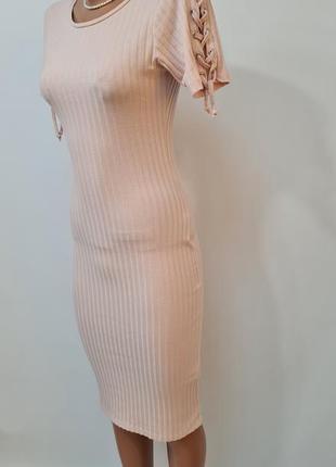 Сукня резинка, сукня лапша, трикотажна сукня, сукня міді літня2 фото