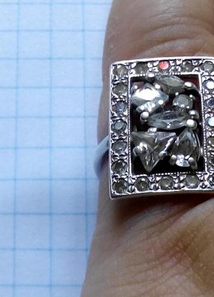 Серебряное кольцо в стиле ар-деко с цирконами4 фото