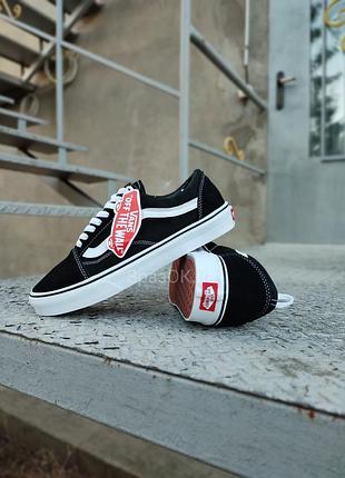 Черные черно-белые кеды кроссовки вансы vans old school вьетнам1 фото