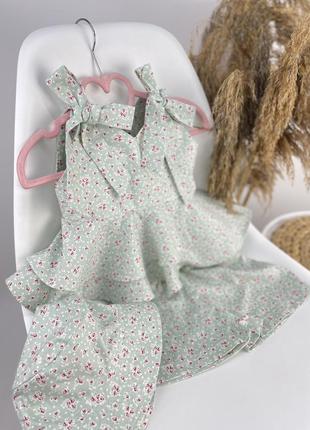 Літній костюм топ та шортики з бавовни костюм для дівчинки ніжний принт квітковий8 фото