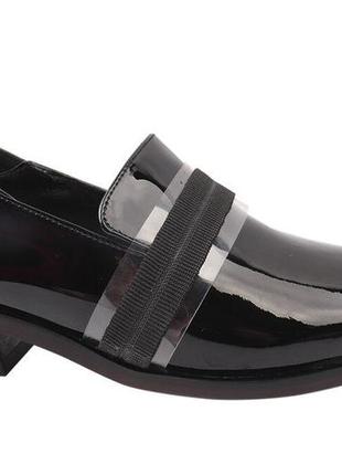 Туфли женские из натуральной лаковой кожи, на низком ходу, цвет черный, brocoly5 фото