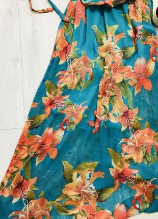🛍літнє довге плаття максі довжини на бретелях в квітковий принт5 фото