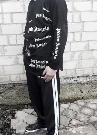 Штаны спортивные джоггеры с лампасами palm angels р.xl брюки на замочках оверсайз унисекс4 фото
