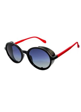 Солнцезащитные очки круглые  rich person polarized в черной с красным оправе