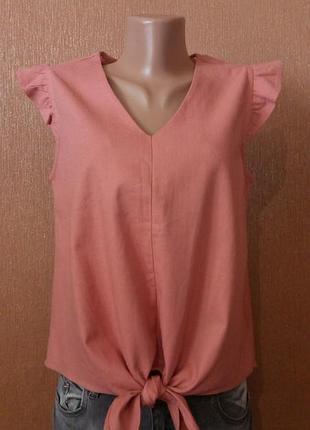 Льняна блузка із зав'язками вузлом без рукавів  monteau los angeles