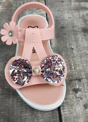 Босоніжки (сандалі) дитячі рожеві для дівчинки (з еко-шкіри рожевого кольору)