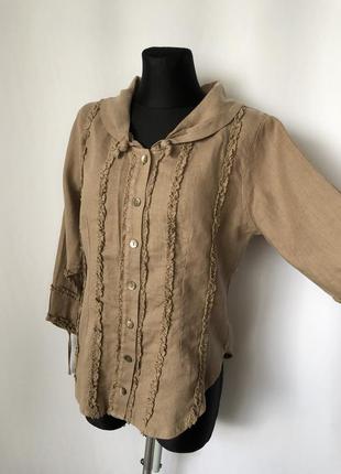 Льняная блуза коричневая lauren vidal романтик6 фото