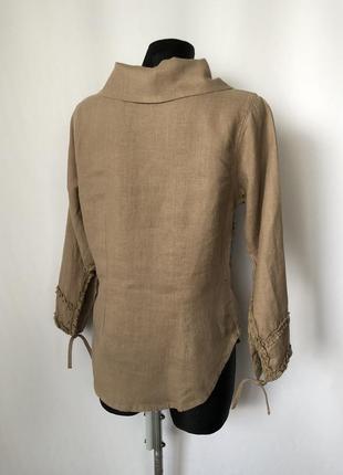 Льняная блуза коричневая lauren vidal романтик2 фото