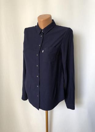 Levi's синя віскоза сорочка блуза щільна xs базова довгий рукав повсякденна на роботу на навчання