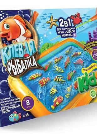 Игра 2в1: “клевая рыбалка” и “кинетический песок kidsand” danko toys. krks-01-01