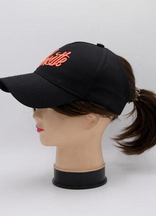 Бейсболка hustle черная без верха летняя, кепка женская с логотипом hustle на лето4 фото