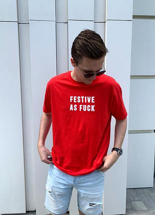 Футболка червона festive as f^ck від nastygal (унісекс)