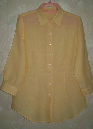 Жіноча літня лляна блуза  coldwater greek s 44р. рубашка, смужка льон1 фото