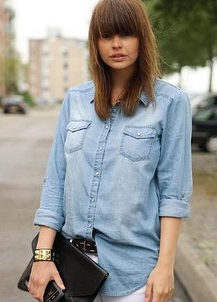 Стильная молодежная джинсовая рубашка