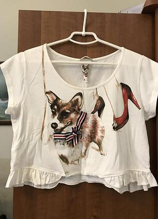 Укорочений топ з принтом коргі