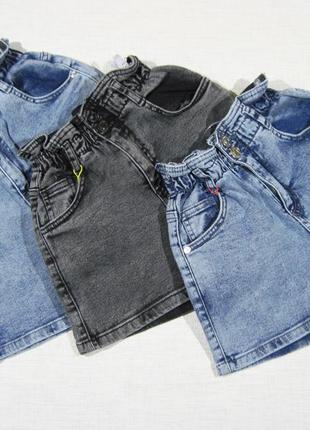 Высококачественные стильные джинсовые шорты мом для девочки, стрейчевые (турция).7 фото